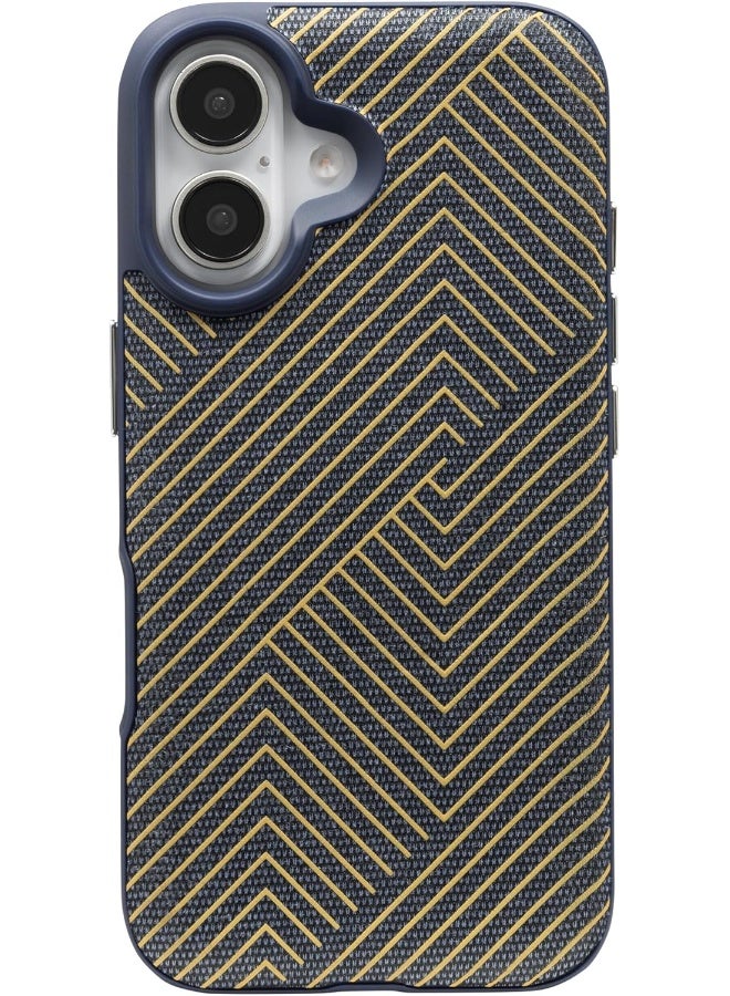 ZAGG London Snap Case for iPhone 16 Navy with Gold Geometric Design - Image 1