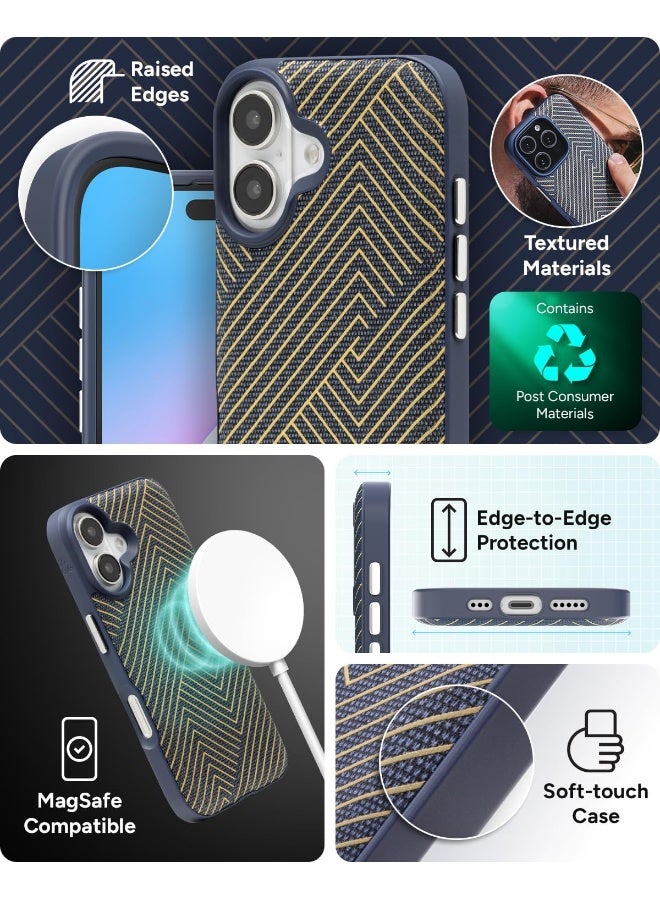 ZAGG London Snap Case for iPhone 16 Navy with Gold Geometric Design - Image 5