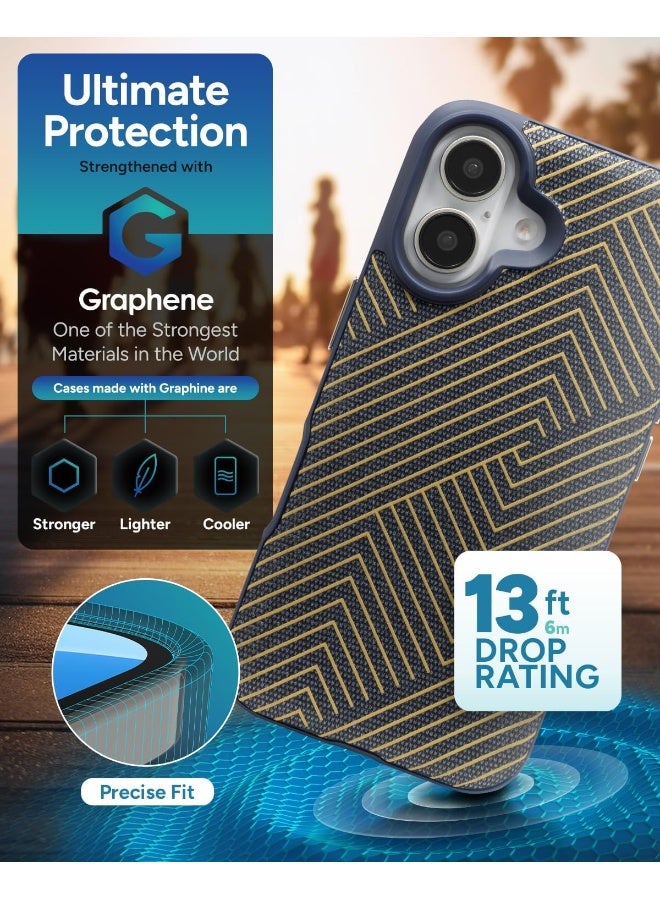 ZAGG London Snap Case for iPhone 16 Navy with Gold Geometric Design - Image 4