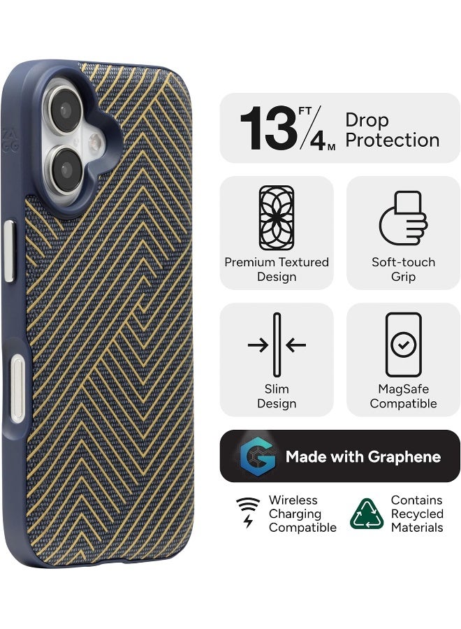 ZAGG London Snap Case for iPhone 16 Navy with Gold Geometric Design - Image 3