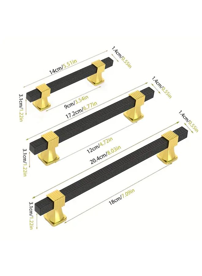 10pcs Black Gold Brushed Cabinet Handles Rectangular Dresser Knobs And Drawer Pulls With 128 Hole Spacing Screws For Bathroom Cabinets - Image 3