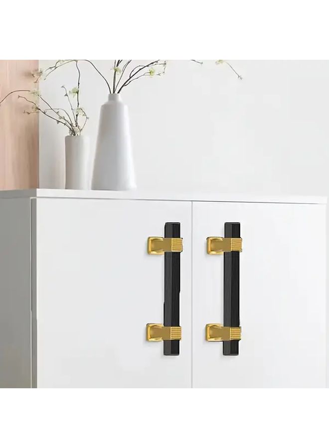 10pcs Black Gold Brushed Cabinet Handles Rectangular Dresser Knobs And Drawer Pulls With 128 Hole Spacing Screws For Bathroom Cabinets - Image 4