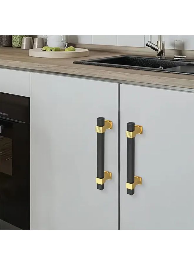 10pcs Black Gold Brushed Cabinet Handles Rectangular Dresser Knobs And Drawer Pulls With 128 Hole Spacing Screws For Bathroom Cabinets - Image 2