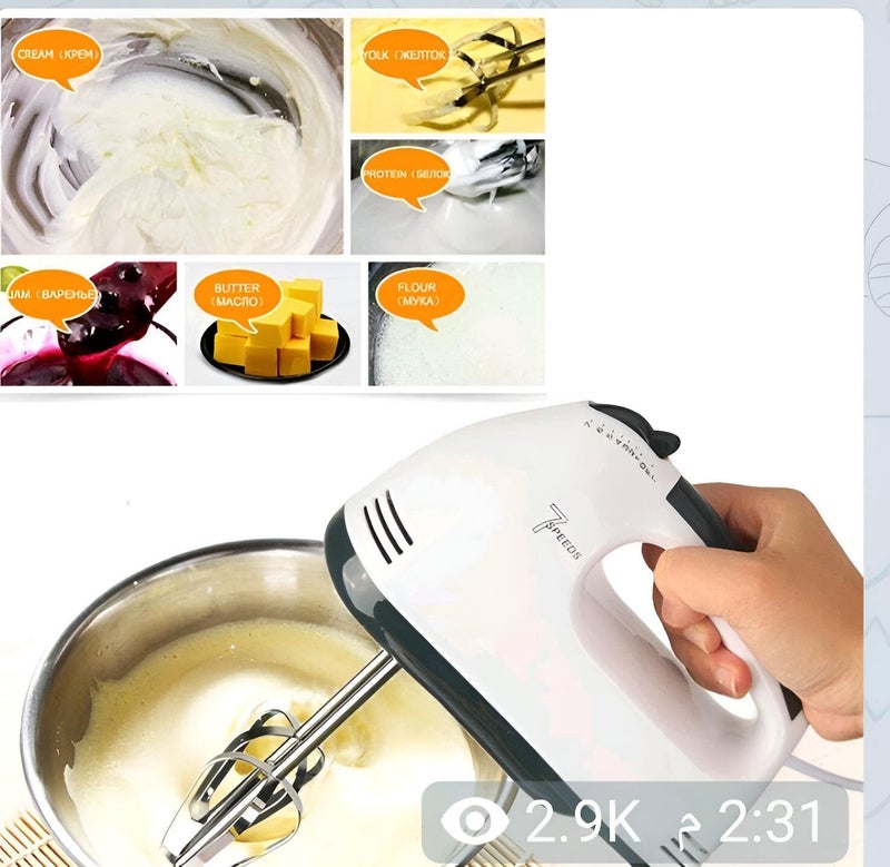 Stainless Steel Kitchen Blender - 100W, 2L Capacity Bowl, Integrated Beater, Whisk, and Dough Hook for Smooth Blending and Kneading - Image 3