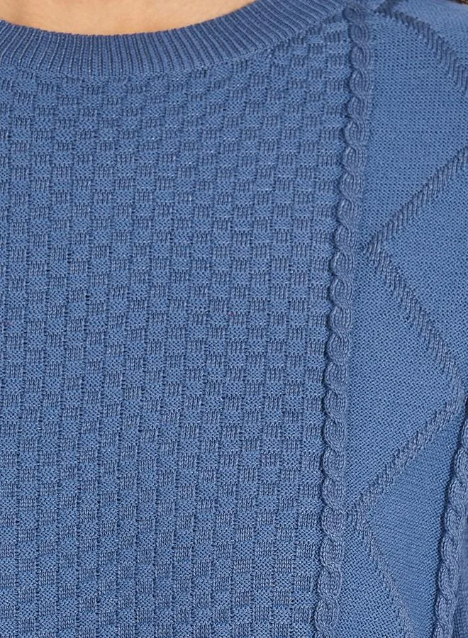 Styli Regular Fit Round Neck Cable Knit Sweater