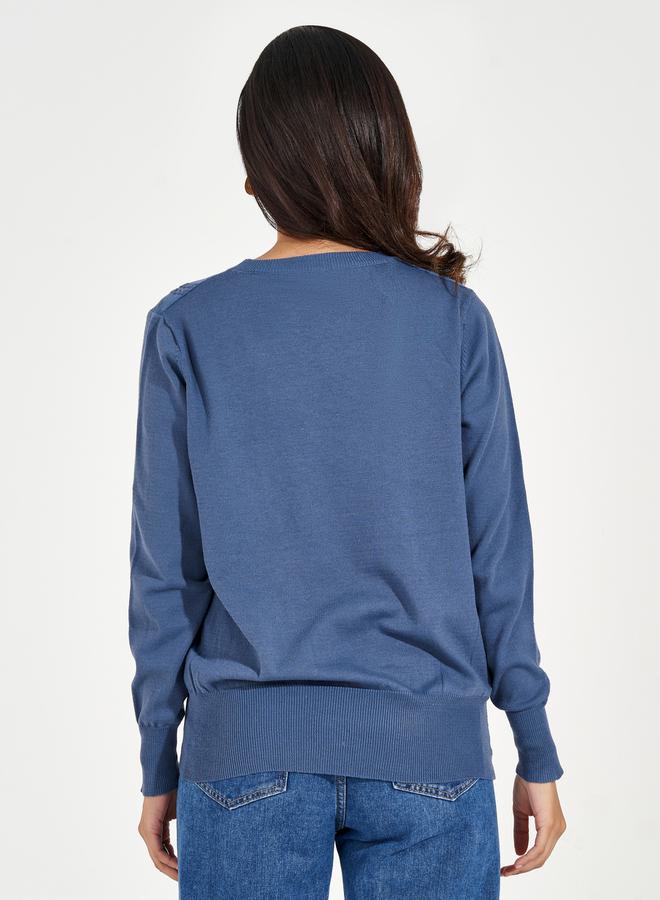 ستايلي سويتر محبوك بقصة عادية وأكمام قصيرة - Image 4