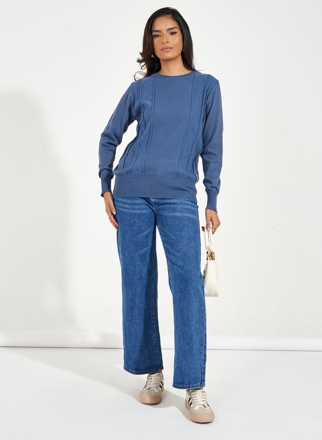 ستايلي سويتر محبوك بقصة عادية وأكمام قصيرة - Image 2