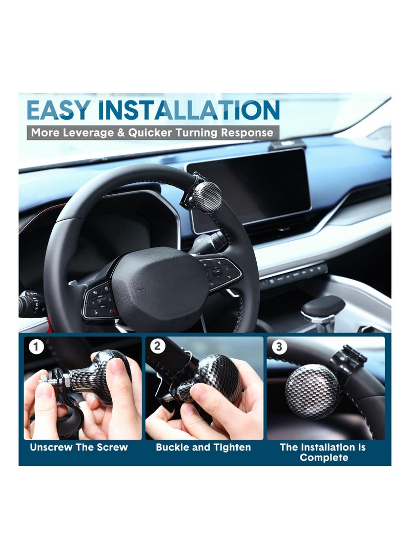 2Pcs Steering Wheel Spinner Knob, Universal Vehicle Turn Ball Knob for Cars, Trucks, Tractors, Boats & Golf Carts, Black & Carbon Color Power Handle Accessories - Image 4