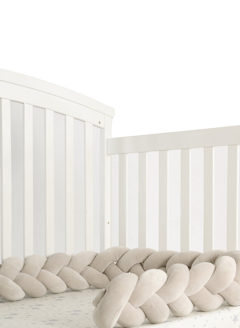 Grey 250cm Children Bed Anti Collision Barrier Knot Design Hand Braided Triple Twist Soft Padding Baby Crib Bumper - Image 1