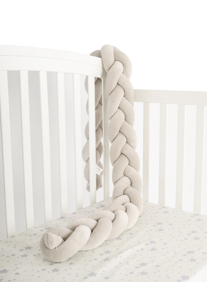 Grey 250cm Children Bed Anti Collision Barrier Knot Design Hand Braided Triple Twist Soft Padding Baby Crib Bumper - Image 5