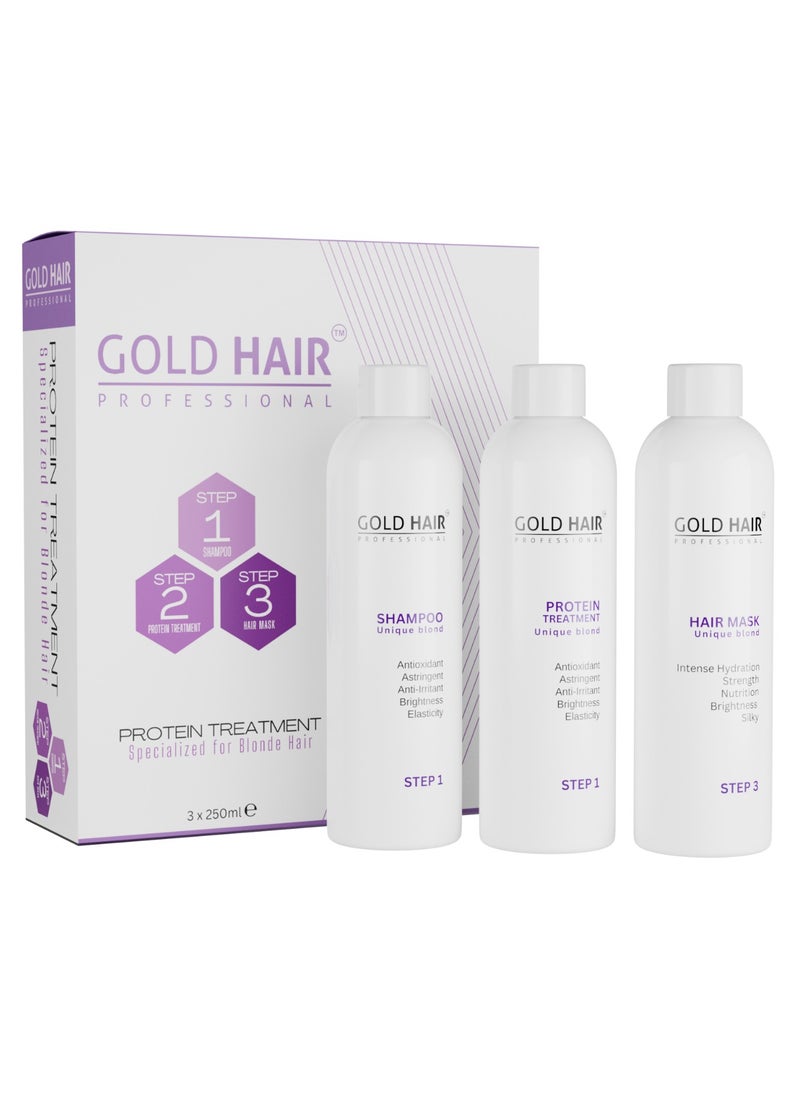 GOLD HAIR Professional Protein Treatment For Blondie Hair Set 3 in 1 