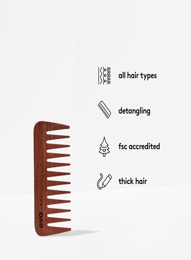 evo Roy Wide Tooth Comb for Professional Styling Salon Hair - Professional Quality, Detangling, Smoothing & Styling Wooden Brush - Image 3