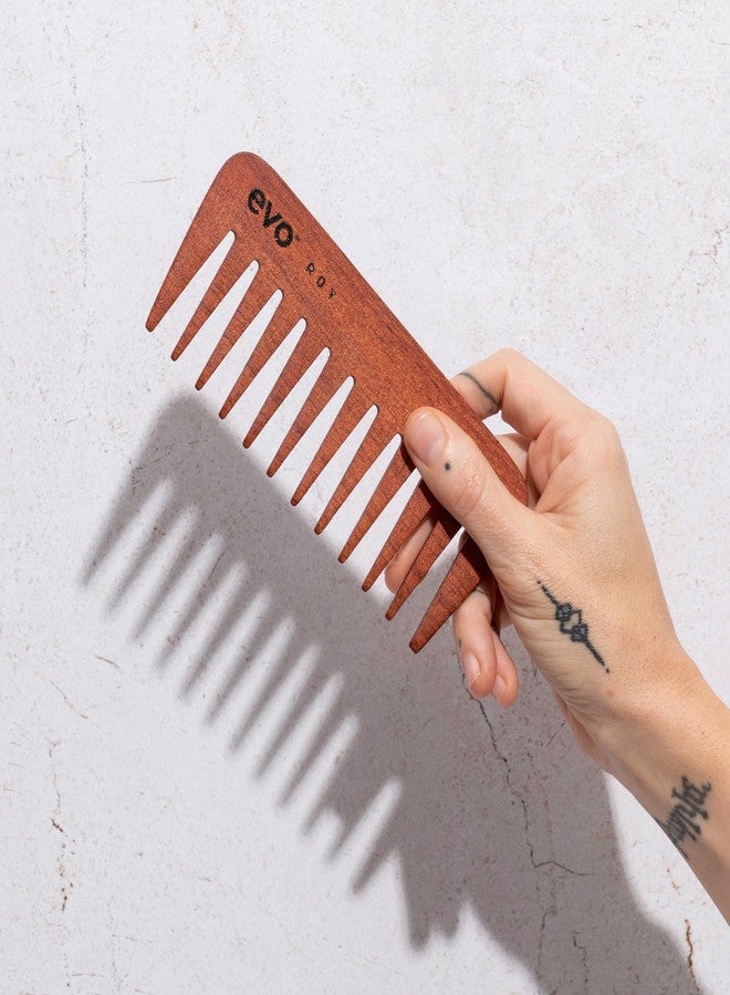 evo Roy Wide Tooth Comb for Professional Styling Salon Hair - Professional Quality, Detangling, Smoothing & Styling Wooden Brush - Image 4