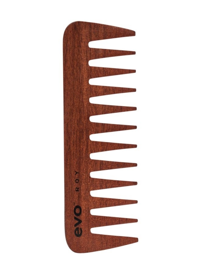 evo Roy Wide Tooth Comb for Professional Styling Salon Hair - Professional Quality, Detangling, Smoothing & Styling Wooden Brush - Image 1