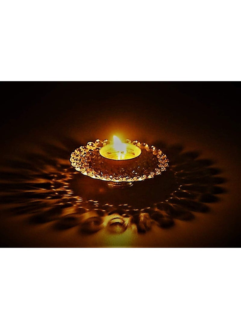 Collectible India Small Crystal Akhand Diya Brass Oil Puja Lamp for Home Office Gifts Pooja Articles Decor (Golden, 3.5 X 1.5 Inch) (DFBS144-Small) - Image 2