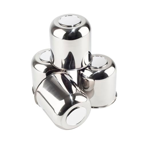 DewFlew 4Pcs 4.25" Push Through Wheel Center Caps Stainless Trailer Hub Cap for Truck SUV RV Wheel Rim (Fit 4.25" Bore 4.29" H Chrome) - Image 2