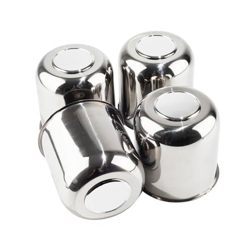 DewFlew 4Pcs 4.25" Push Through Wheel Center Caps Stainless Trailer Hub Cap for Truck SUV RV Wheel Rim (Fit 4.25" Bore 4.29" H Chrome) - Image 1