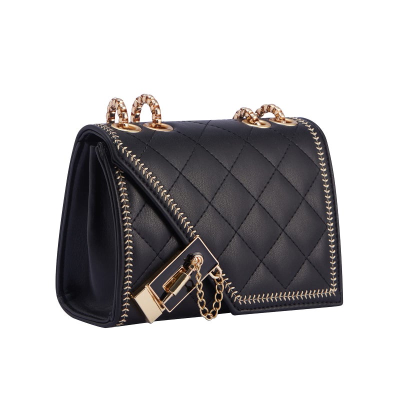 Aiqudou Women's Quilted Crossbody Bag - Flap PU Leather Shoulder Bag, Fashion Chain Small Square Purse, Evening Clutch Handbag - Image 1