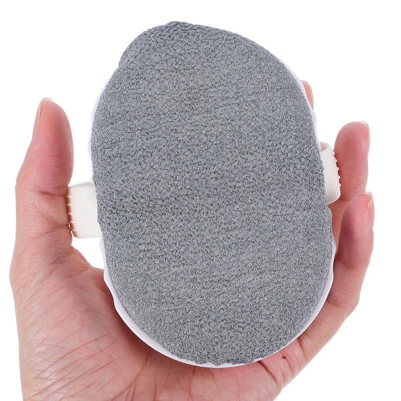 Silicone Bath Body Scrubber Press To Dispense Liquid Exfoliating Shower Brush Beige - Image 5
