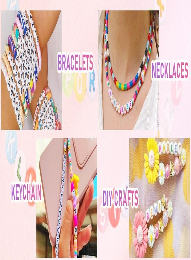 Do It Yourself DIY Crafts Letter Bead Kit Storage Organizers, Alphabet Beads Set Heart Bear Shaped Cases 4x7mm Round Letter, Acrylic Alphabet Beads for Friendship Bracelet Making Necklace Keychain (240 Pcs Multi-8) - Image 3