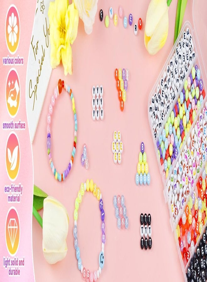 Do It Yourself DIY Crafts Letter Bead Kit Storage Organizers, Alphabet Beads Set Heart Bear Shaped Cases 4x7mm Round Letter, Acrylic Alphabet Beads for Friendship Bracelet Making Necklace Keychain (240 Pcs Multi-8) - Image 2