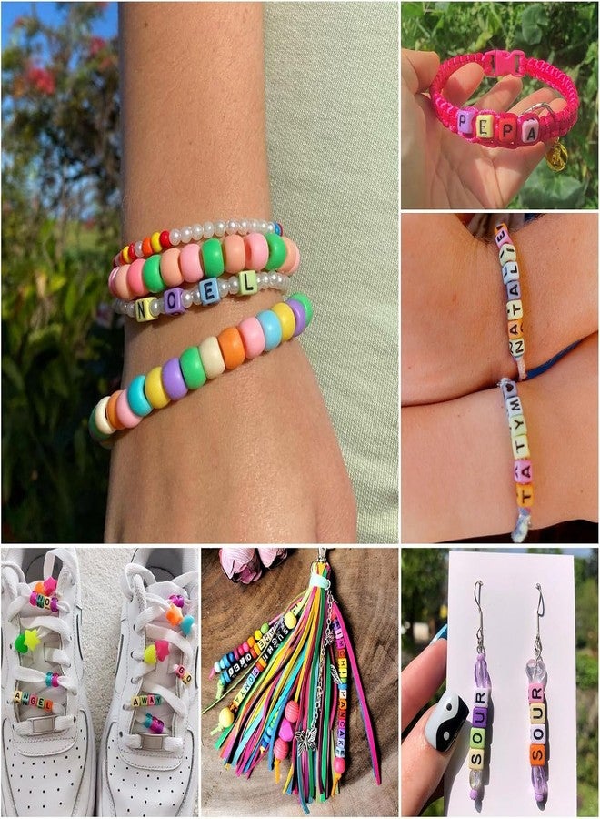 Do It Yourself DIY Crafts Letter Bead Kit Storage Organizers, Alphabet Beads Set Heart Bear Shaped Cases 4x7mm Round Letter, Acrylic Alphabet Beads for Friendship Bracelet Making Necklace Keychain (240 Pcs Multi-8) - Image 4