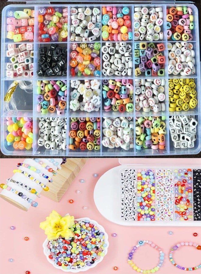 Do It Yourself DIY Crafts Letter Bead Kit Storage Organizers, Alphabet Beads Set Heart Bear Shaped Cases 4x7mm Round Letter, Acrylic Alphabet Beads for Friendship Bracelet Making Necklace Keychain (240 Pcs Multi-8) - Image 1