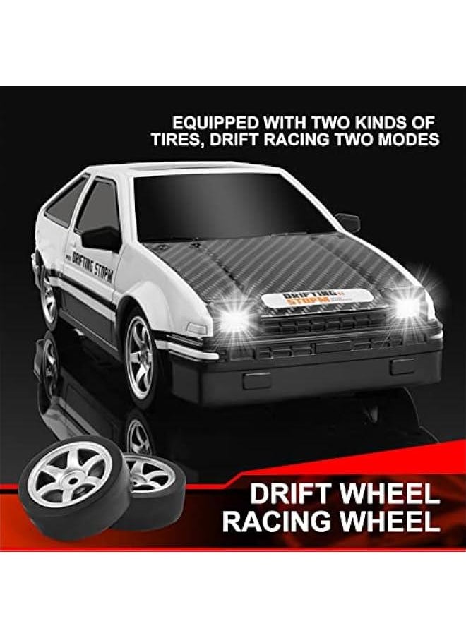 Generic - RC Drift Car, 1:16 Scale Remote Control Car, 4WD RC Cars, 30KM/H High Speed RC Racing Car with LED Lights, Drifting Tire and 2 Batteries for Kids and Adults (White) - Image 1