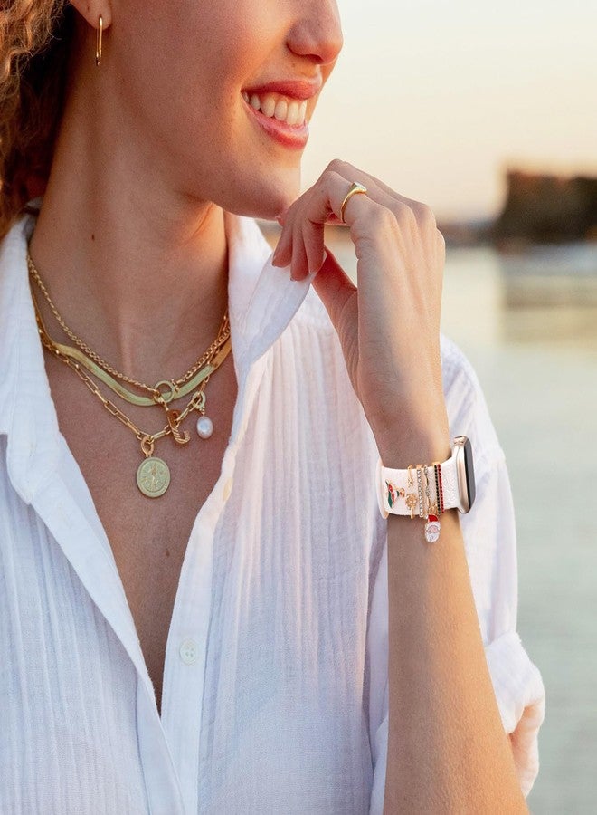 DaQin Flower Engraved Band Compatible with Apple Watch Bands for Women 40mm 38mm 41mm 42mm, Soft Silicone Band With Decorative Apple Watch Charms for iWatch Series 10 9 8 7 6 5 4 3 2 1 SE (With Band) - Image 2