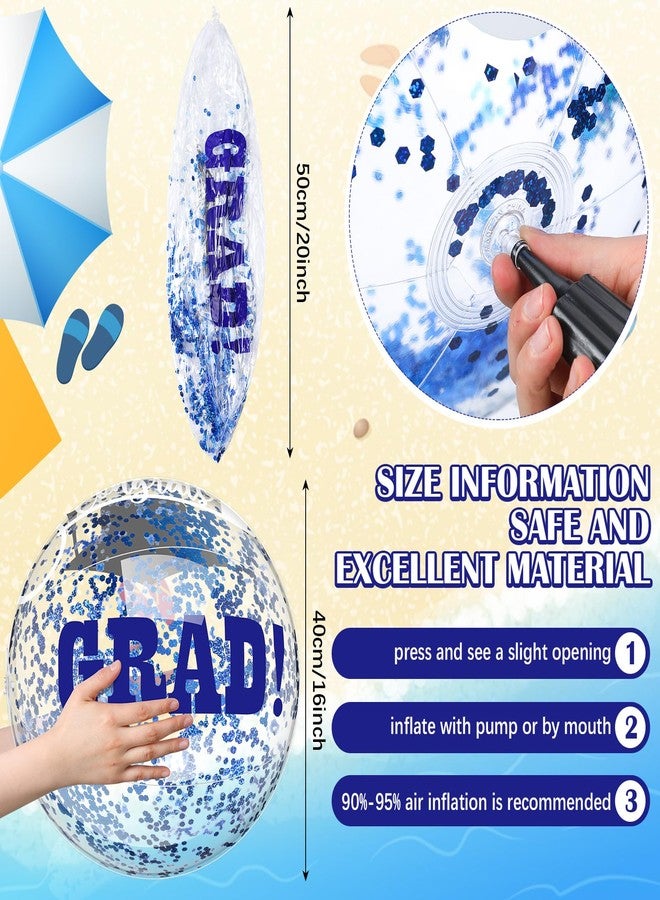 Vertintong Blue 10 Pcs 16 Inch Graduation Beach Balls Inflatable Grad Beach Ball Congrats Sign Bulk Prep for Grad Class of 2026 Swimming Pool Graduation Party Supplies Favors - Image 2