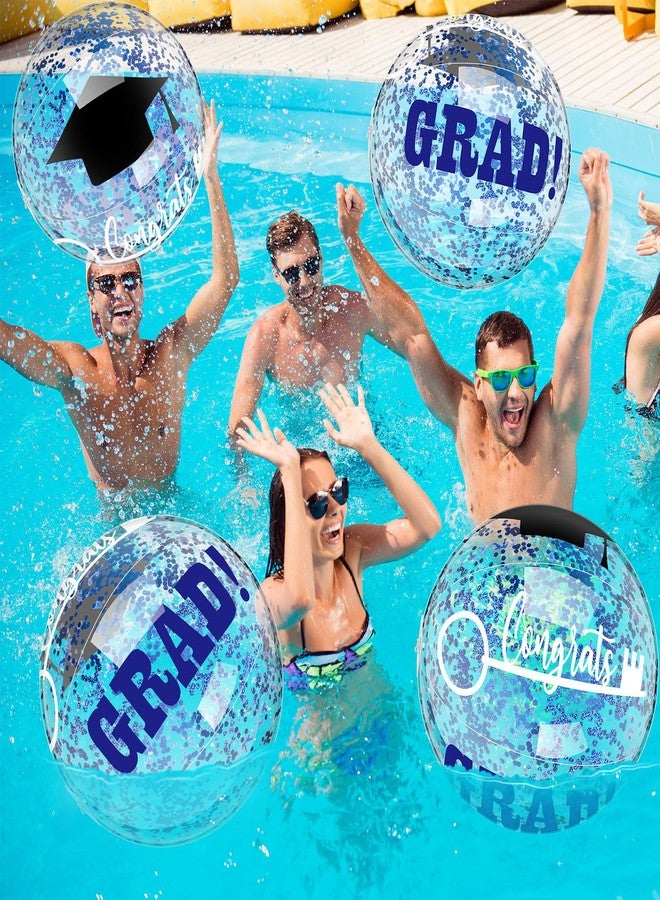 Vertintong Blue 10 Pcs 16 Inch Graduation Beach Balls Inflatable Grad Beach Ball Congrats Sign Bulk Prep for Grad Class of 2026 Swimming Pool Graduation Party Supplies Favors - Image 1