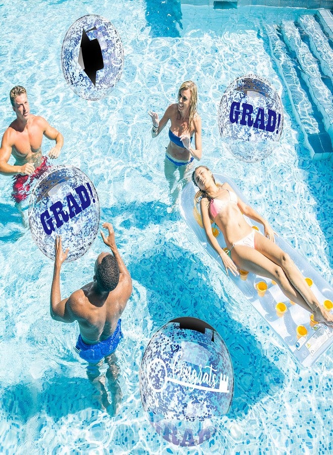 Vertintong Blue 10 Pcs 16 Inch Graduation Beach Balls Inflatable Grad Beach Ball Congrats Sign Bulk Prep for Grad Class of 2026 Swimming Pool Graduation Party Supplies Favors - Image 4