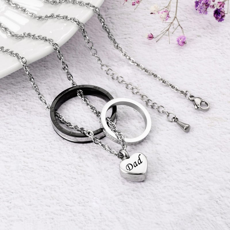 XIUDA Cremation Urn Necklace for Ashes Eternal Memory Carved Keepsake Stainless Steel Urn Jewelry Memorial Ash Holder - Image 5