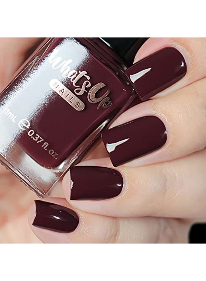 Whats Up Nails طلاء أظافر واتس أب نيلز تذوق الرحلة بني داكن كريم لامع مصنوع في الولايات المتحدة الأمريكية خالي من 21 مادة ضارة خالي من القسوة نباتي نظيف - Image 1