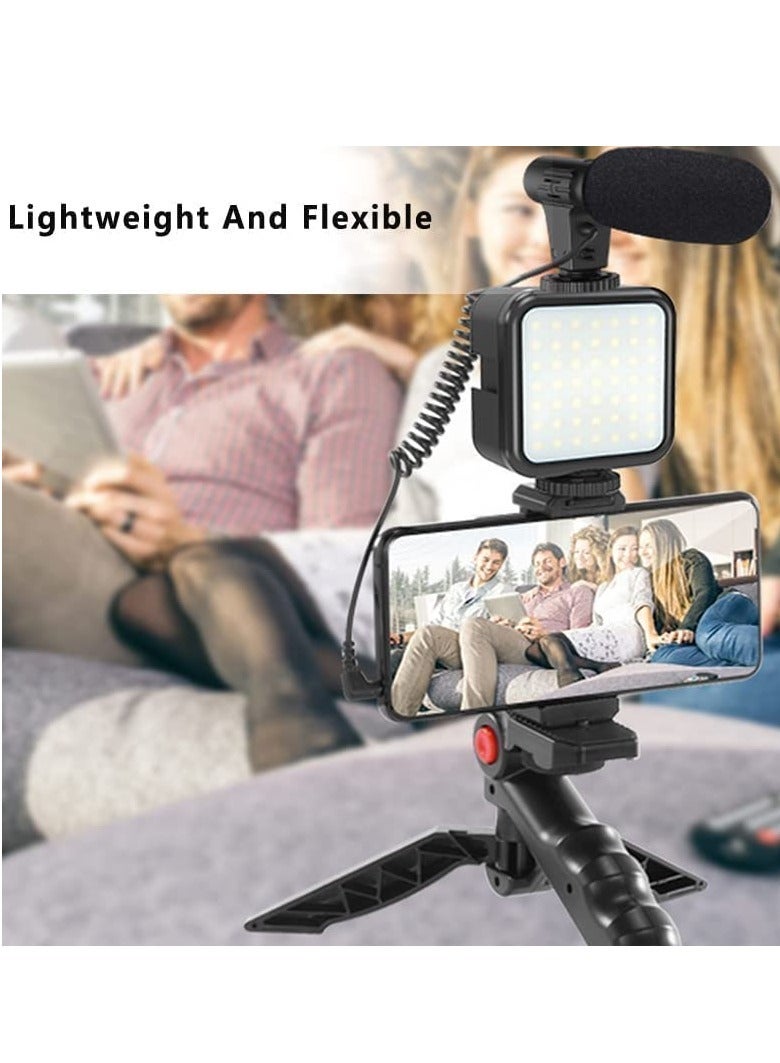 Mobile phone & Camera Vlogging Studio Kit Video Shooting Photography with Microphone LED light and tripod Holder  - Image 2