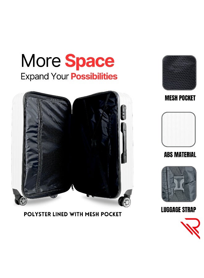 Reflection ABS Carry On Suitcase Airline Approved, Lightweight 28 Inch  Luggage- 360° Silent Wheels, ABS Hard Luggage Trolley, Spinner Wheels, Travel Luggage  (28-Inch , White) - Image 3