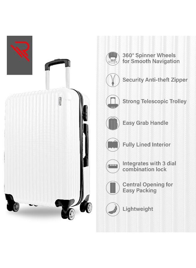 Reflection ABS Carry On Suitcase Airline Approved, Lightweight 28 Inch  Luggage- 360° Silent Wheels, ABS Hard Luggage Trolley, Spinner Wheels, Travel Luggage  (28-Inch , White) - Image 4