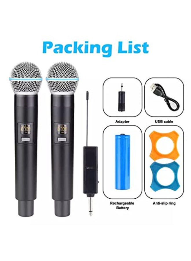 SHOPI - Wireless Microphone Handheld Microphone Wireless with Rechargeable Receiver Rechargeable Mic System for House Parties, Outdoor Party, Singing, Classroom (Duel Cordless) - Image 1