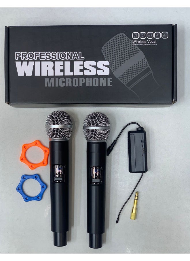 SHOPI - Wireless Microphone Handheld Microphone Wireless with Rechargeable Receiver Rechargeable Mic System for House Parties, Outdoor Party, Singing, Classroom (Duel Cordless) - Image 1