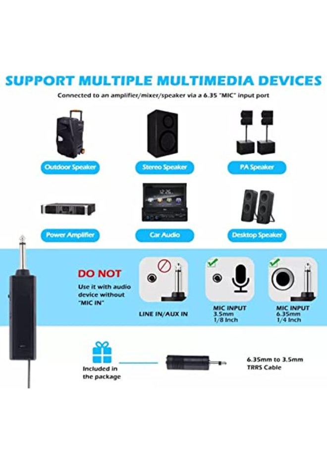SHOPI - Wireless Microphone Handheld Microphone Wireless with Rechargeable Receiver Rechargeable Mic System for House Parties, Outdoor Party, Singing, Classroom (Duel Cordless) - Image 1