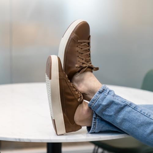 Kizik Slip On Sneakers: Vegas - Low-Profile, Genuine Full Grain Leather Sneakers for Women & Men, Hands Free Convenience, Classy or Casual Wear - Chestnut M5.5/W7 - Image 2