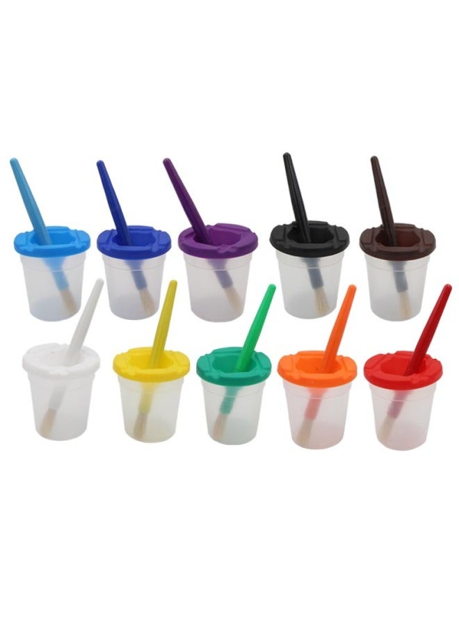 Xinbowen Children's Painting Plastic 10-color Pen Washing Cup 10-color Bristle Graffiti Painting Brush Suit - Image 2