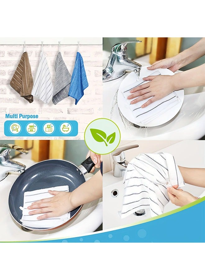 هومستر 10 قطع من مناشف المطبخ فائقة السميكة فائقة الامتصاص -امتصاص السوائل بسرعة مع خطوط رمادية وبيضاء أنيقة، على نطاق واسع للتنظيف والتجفيف دون جهد - Image 4