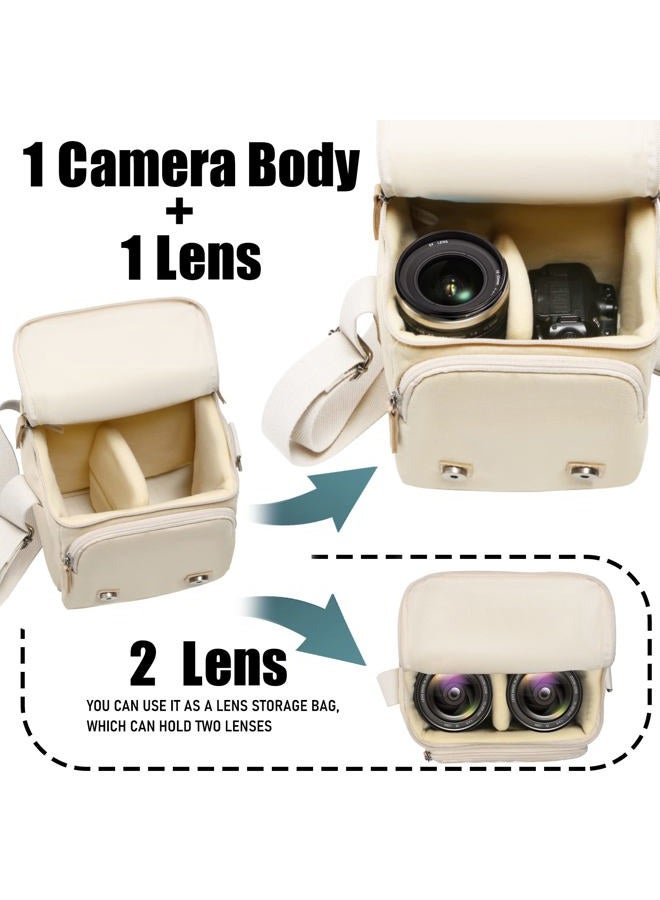 Cwatcun N1 Vintage Canvas Camera Bag, beige, S, Compact - Image 3