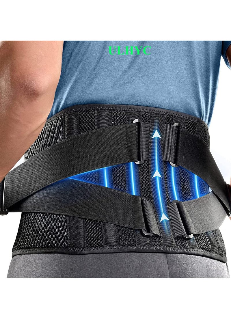 ULHYC Air Mesh Adjustable Back Support Belt for Men Women Large Waist 44-53 Lower Back Pain Relief Lumbar Brace Anti-Skid Sciatica Scoliosis Support for Work Everyday Use - Image 1
