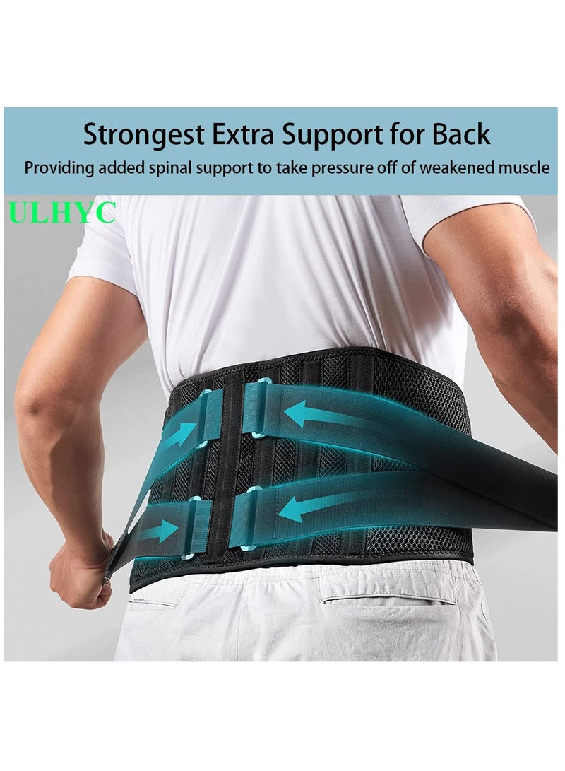ULHYC Air Mesh Adjustable Back Support Belt for Men Women Large Waist 44-53 Lower Back Pain Relief Lumbar Brace Anti-Skid Sciatica Scoliosis Support for Work Everyday Use - Image 4