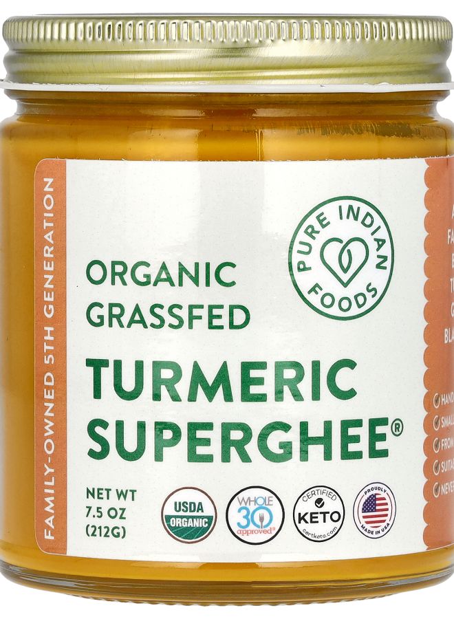 Pure Indian Foods Organic Grassfed Turmeric Superghee 7.5 oz (212 g)