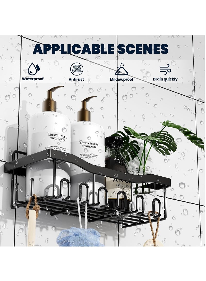 Relex Shower Caddy 5 Pack, Adhesive Bathroom Organizer for Bathroom Storage, Kitchen, Tool Room, No Drilling, Stainless Steel Bathroom Organizer Shelves for Inside Shower Rack (Black)  - Image 4