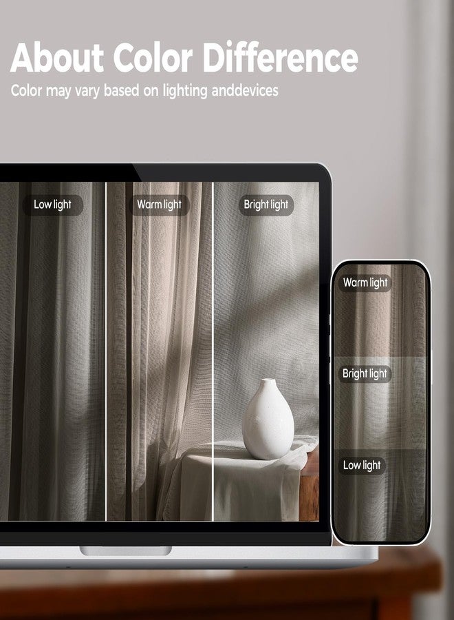 Swandream 100% Blackout Curtains for Bedroom, Double Layer Grey Curtains, Black Out Curtain 84 inch Long with Sheer Overlay for Living Room, Room Darkening Window Drapes with Grommet, 52" W x 84" L - Image 5