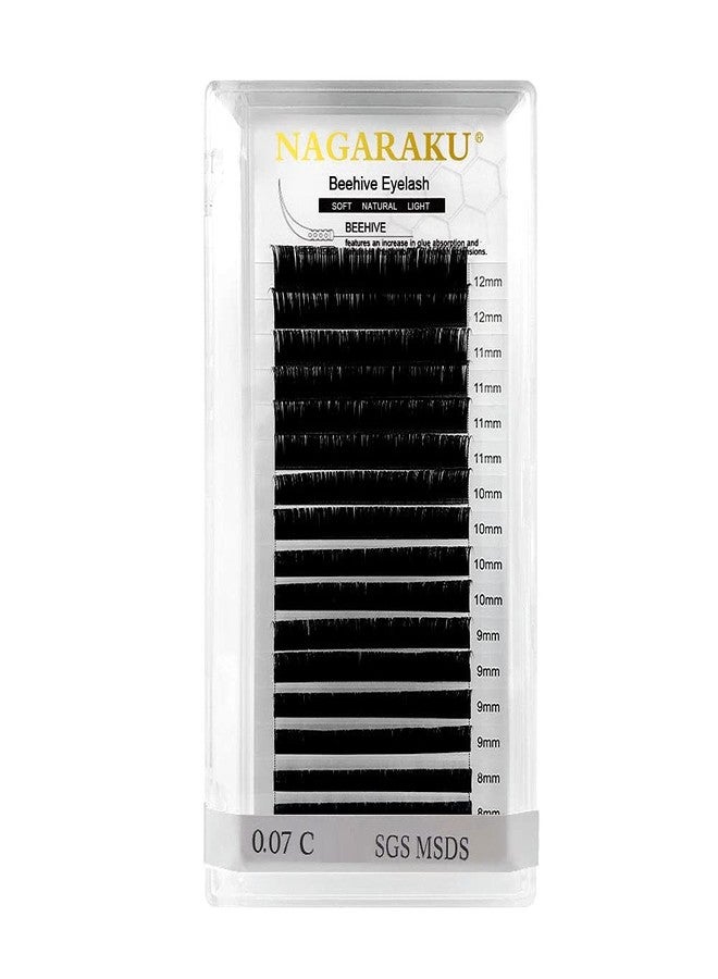 NAGARAKU Laser Beehive Eyelash Extensions Supplies 0.07 C curl Longer Lasting Individual Matte Black Clusters Single Length 16 Rows Beauty Salon (Thickness-0.07mm, Length-11mm, Curl-C) - Image 1
